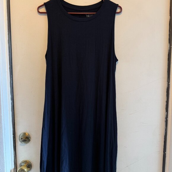 Time and Tru Dress Womens size XL Navy Blue 2 Pockets Stretch Casual - Picture 1 of 3